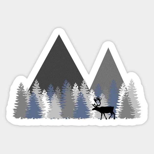 Caribou Trees Mountains Sticker by CeeGunn